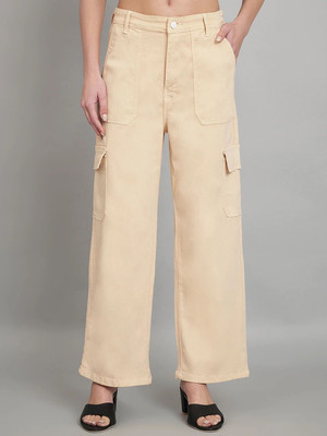 AngelFab Relaxed Fit Women Beige Jeans