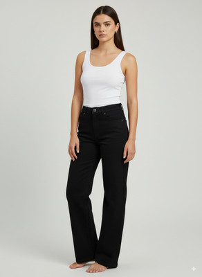 HMAGARMENT Straight Fit Women Black Jeans