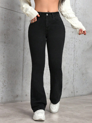 NUCLOTHS Flared Women Black Jeans