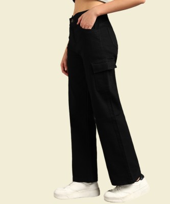 Flaring Loose Fit Women Black Jeans