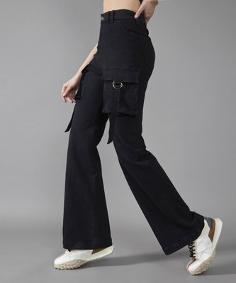 DOLCE CRUDO Boot-Leg Women Black Jeans