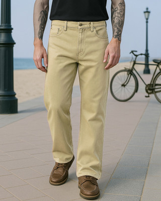 BEWAKOOF Loose Fit Men Beige Jeans