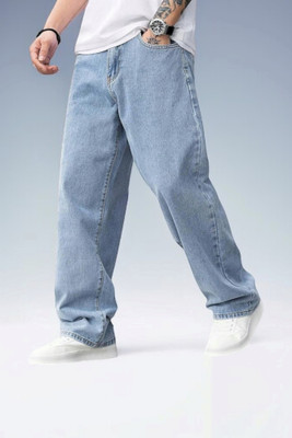 AzureAttire Loose Fit Men Light Blue Jeans