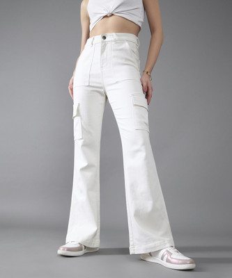 DOLCE CRUDO Flared Women White Jeans