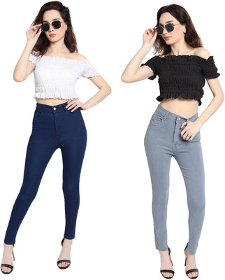 Dollfashion Skinny Women Multicolor Jeans(Pack of 2)
