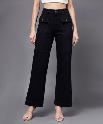 Miss Chase Flared Women Black Jeans