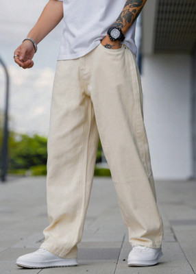 N Club Relaxed Fit Men Beige Jeans