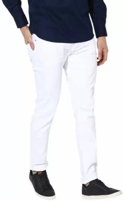 FLIECAINERER Boyfriend Men White Jeans