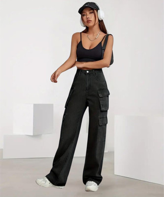 Crazeis Loose Fit Women Black Jeans