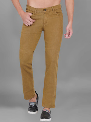 Dais Stretchable Straight Fit Men Brown Jeans