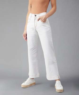 Miss Chase Flared Women White Jeans