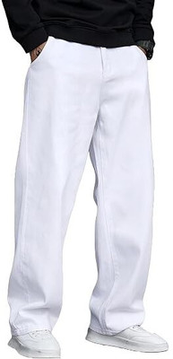 M Q Denim Loose Fit Men White Jeans