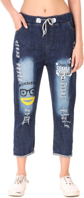 HouseOfCommon Jogger Fit Women Light Blue, Dark Blue Jeans