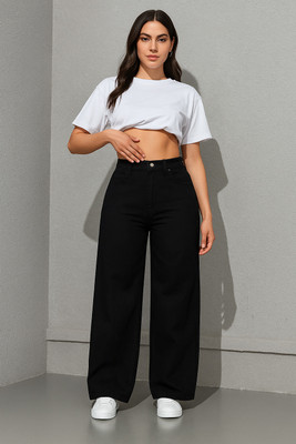 NUCOUTHS Relaxed Fit Women Black Jeans