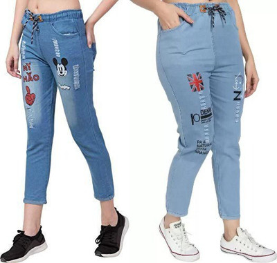 Neha fab Jogger Fit Girls Blue, Light Blue Jeans(Pack of 2)