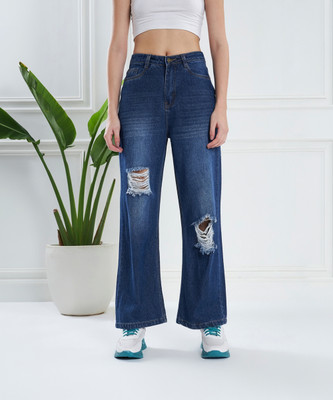 KASSUALLY Flared Women Dark Blue Jeans
