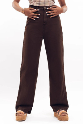 woomny Straight Fit Women Brown Jeans