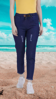 GLAMHOOD Jogger Fit Girls Dark Blue Jeans