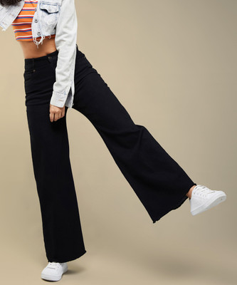 DOLCE CRUDO Flared Women Black Jeans