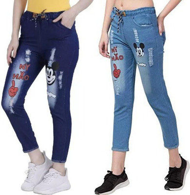 Neha fab Jogger Fit Girls Blue Jeans(Pack of 2)