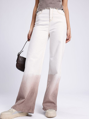Glitchez Loose Fit Women White, Brown Jeans