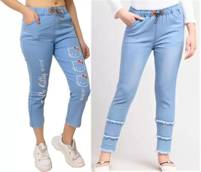 Neha fab Jogger Fit Girls Blue Jeans(Pack of 2)