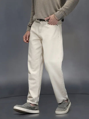 White leapard Relaxed Fit Men Beige Jeans