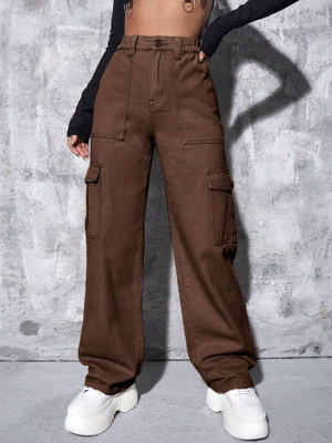 N J Flared Women Brown Jeans