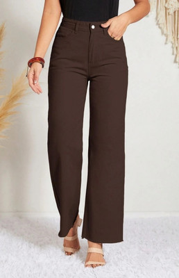 N J Flared Women Brown Jeans