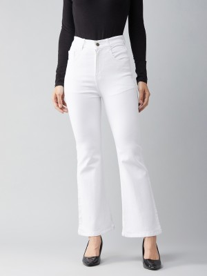 DOLCE CRUDO Boot-Leg Women White Jeans