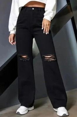 Star4well Relaxed Fit Women Black Jeans
