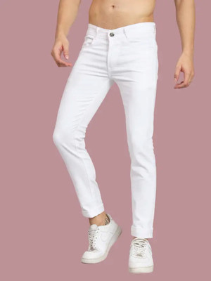 WHITE HAND Slim Men White Jeans