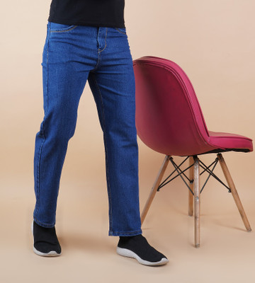 White leapard Regular Men Dark Blue Jeans