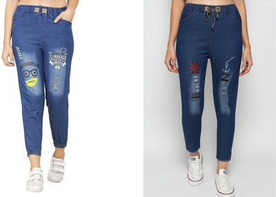Neha fab Jogger Fit Girls Blue Jeans(Pack of 2)