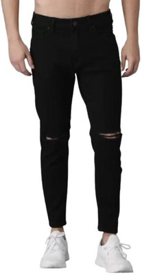 POKHINDA Skinny Men Black Jeans