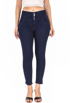 BOTUMQUTE Slim Women Dark Blue Jeans