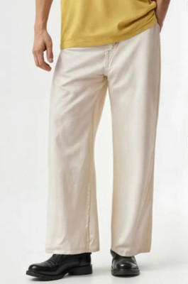 White leapard Loose Fit Men Beige Jeans