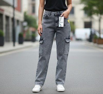 Zayla Denim Loose Fit Women Dark Grey Jeans