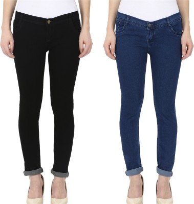 Veneto Brooks Regular Women Black, Dark Blue Jeans(Pack of 2)