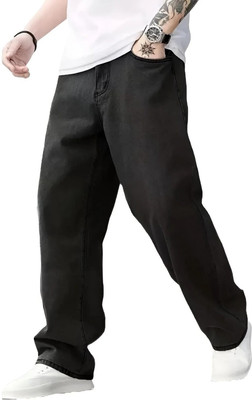 M Q Denim Loose Fit Men Black Jeans