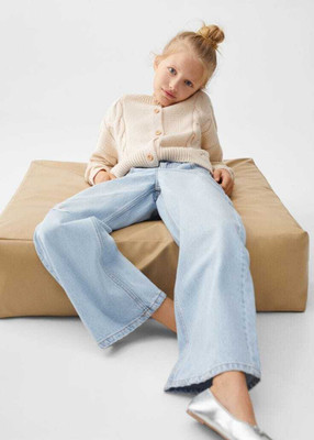 Thekids Loose Fit Girls Light Blue Jeans