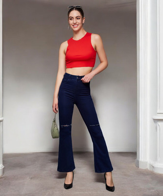 Miss Chase Boot-Leg Women Blue Jeans