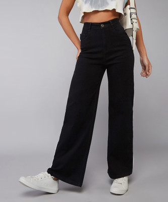 DOLCE CRUDO Boot-Leg Women Black Jeans