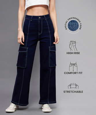 Miss Chase Flared Women Dark Blue Jeans