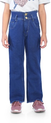 GUCHU Flared Girls Dark Blue Jeans