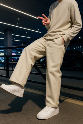 Glossy Straight Fit Men White Jeans