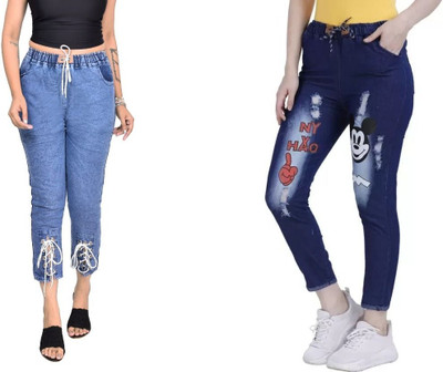 Neha fab Jogger Fit Girls Blue Jeans(Pack of 2)
