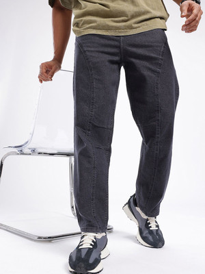 Glitchez Relaxed Fit Men Black Jeans