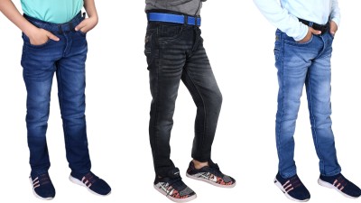 BLACK PEARLS COLLECTION Regular Boys Dark Blue, Black, Light Blue Jeans(Pack of 3)