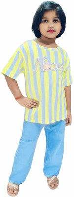 DARJEE Girls Casual Cotton Blend A-line Top(Multicolor, Pack of 1)